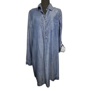 BEFORE YOU COLLECTION Denim Dress Knee Length Shirt Dress With Pockets